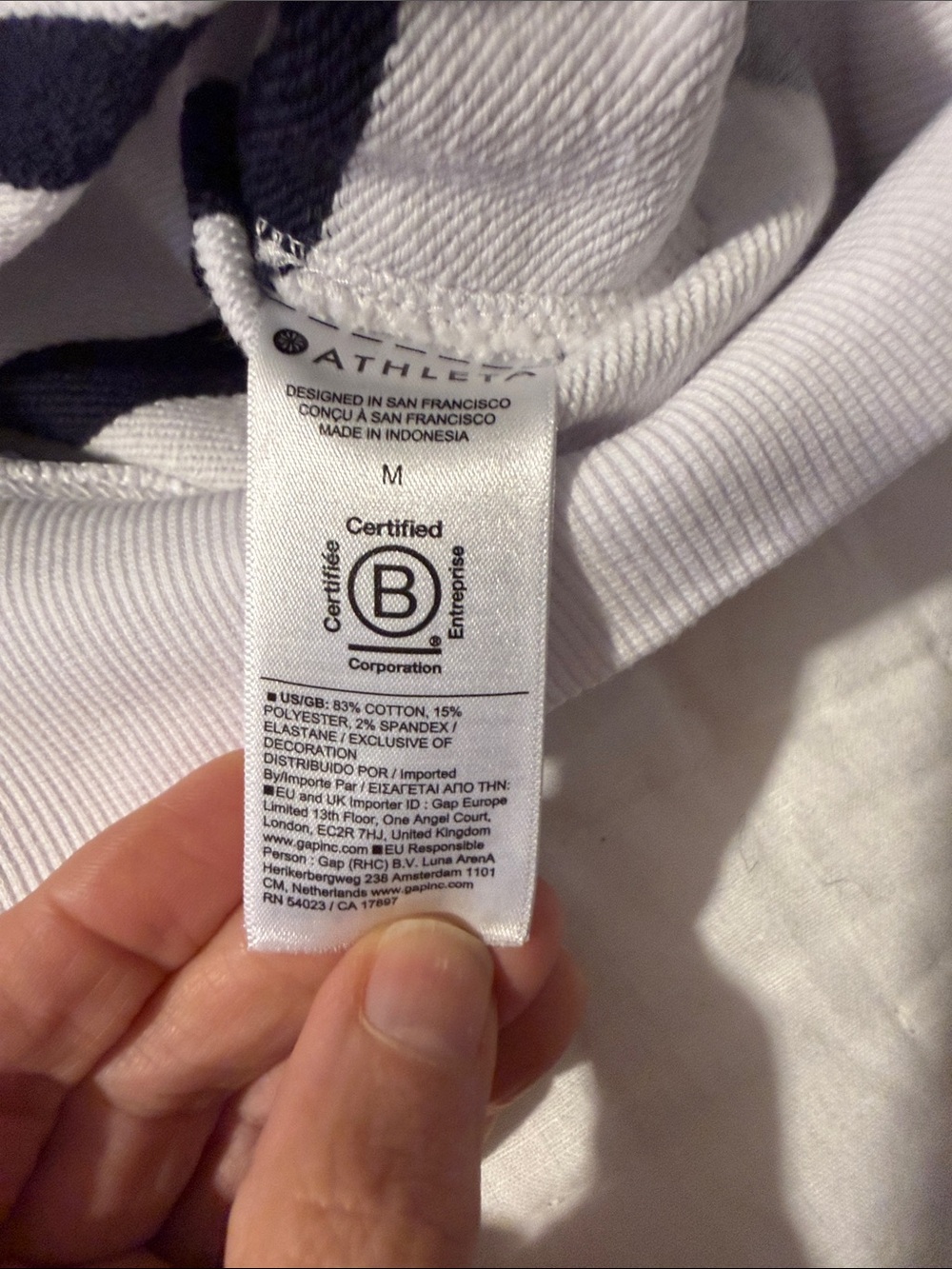 Athleta White and Navy Striped Crew Sweatshirt - Picture 6 of 9